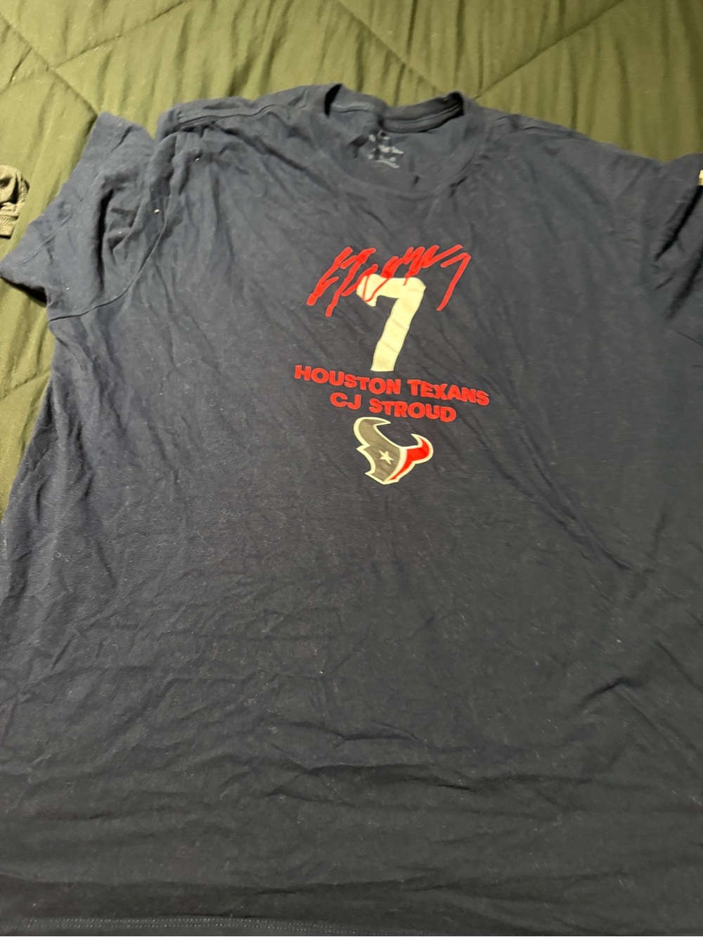 Nike Navy Houston Texans CJ Stroud Graphic Tee with Red and Cream Accents